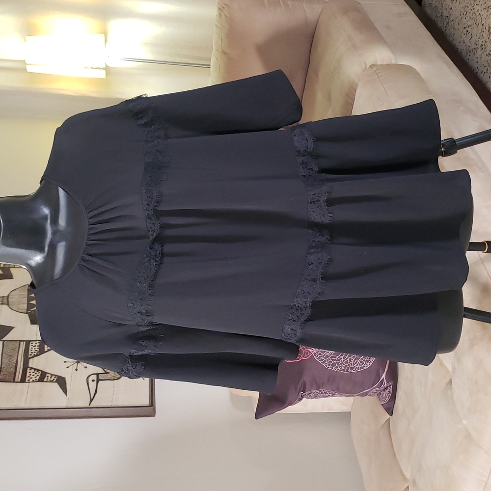 Black Mossimo peasant shirt with black lace detailing